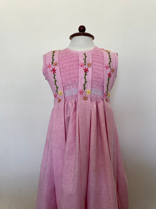 Vestido Aurora lino rosa