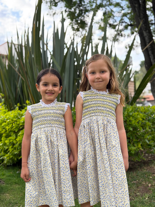 Vestido smock print limones