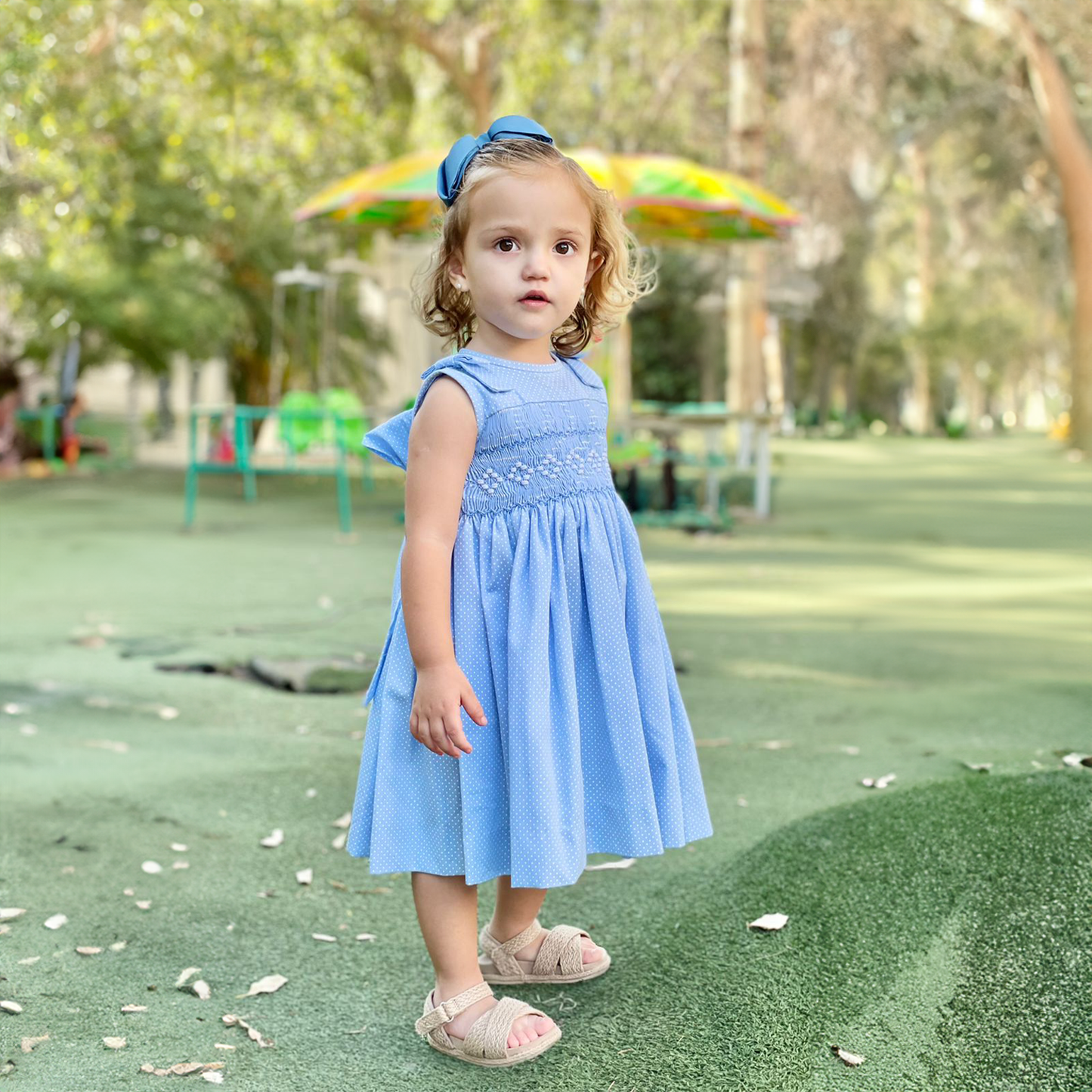 Vestido Pique con Bordado de Smock