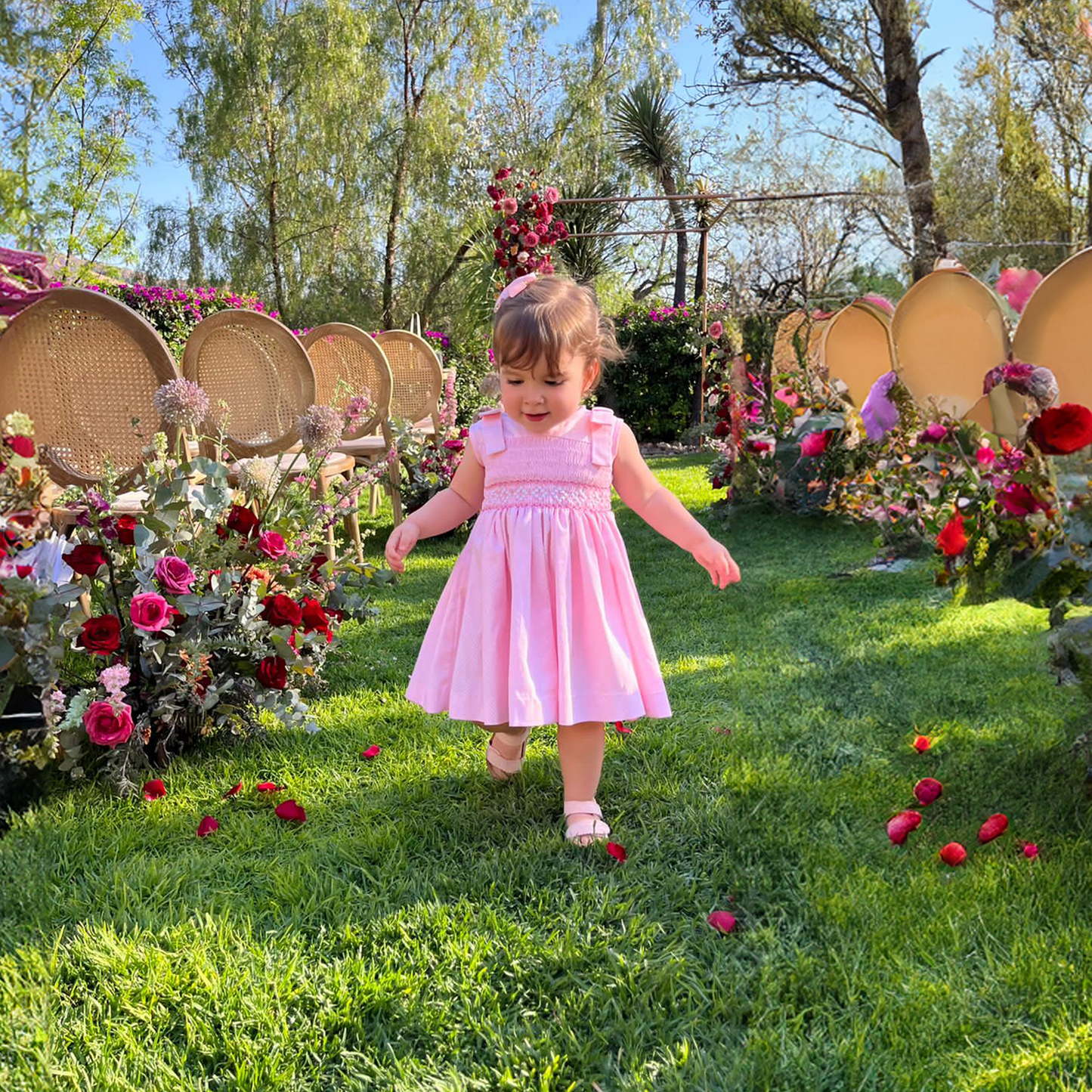 Vestido Pique con Bordado de Smock